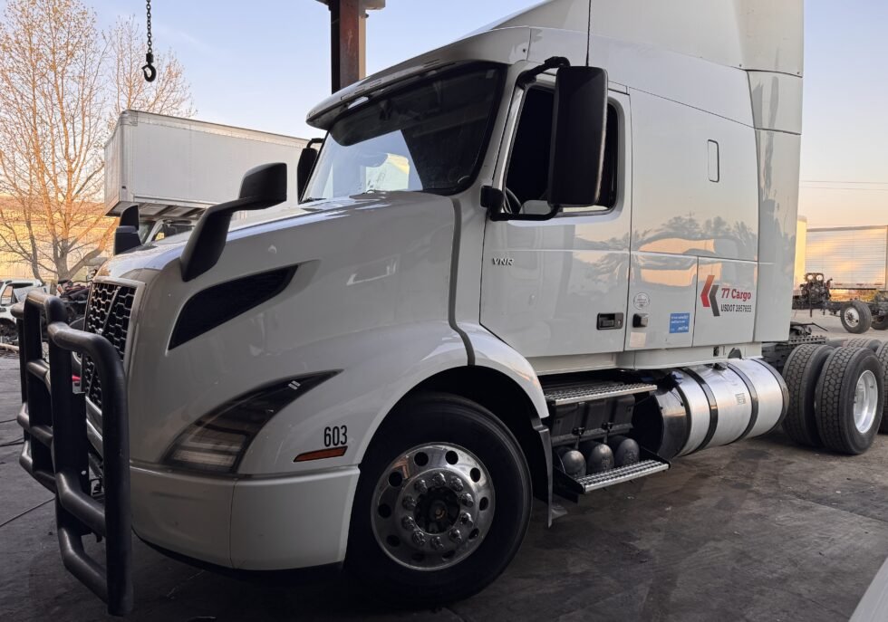 77 Cargo Volvo VNR in for emissions system fault diagnosis at Truck Pit Stop in Matthews NC