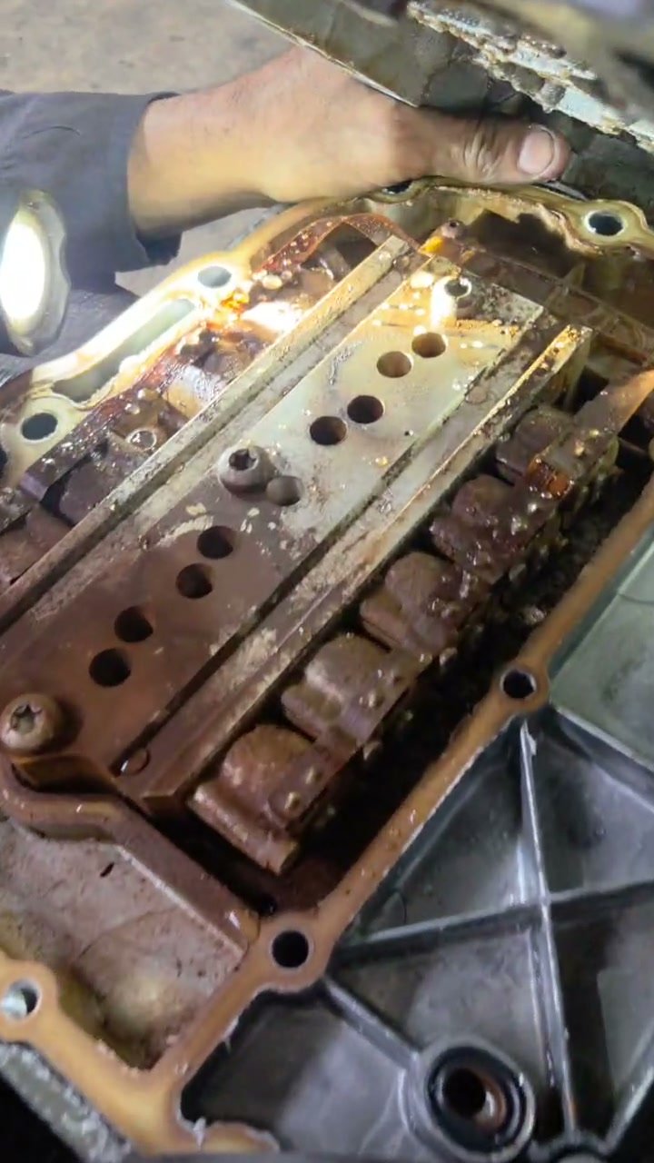 Transmission assembly inspected after water was found in the truck air system